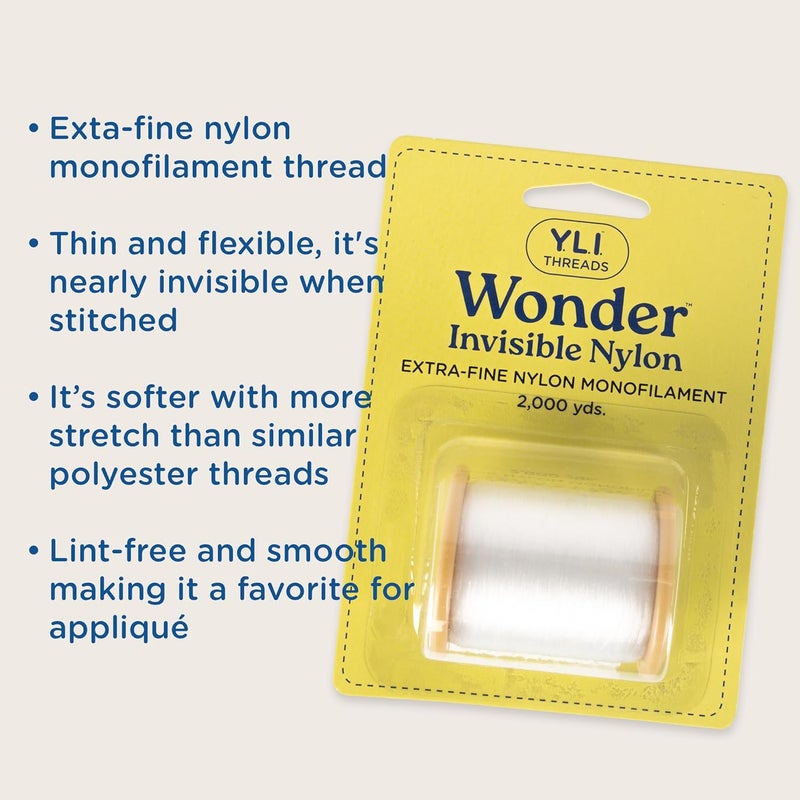 YLI Threads Wonder Invisible – Clear Nylon Monofilament Thread | Strong, Soft & Lightweight for Applique & Quilting – 2000 Yard Spool - Image 3